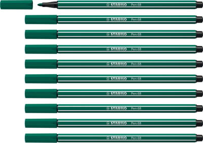 STABILO Pen 68 - Premium Viltstift - Turquoise Groen - Doos 10 stuks