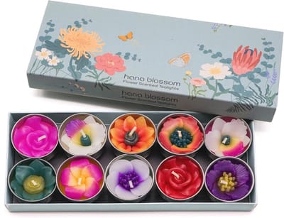 Theelichtjes Cadeauset - Geurkaarsen Bloemen - Sfeerverlichting Creëren - Handgemaakt Fairtrade - 10 Stuks - Diverse Kleuren