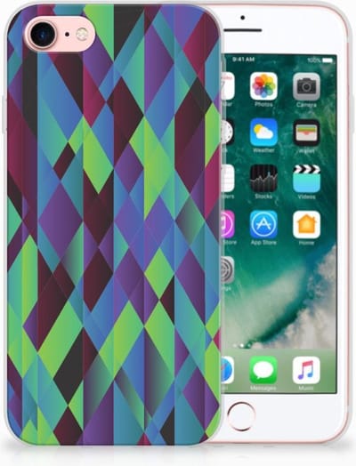 iPhone SE 2022 | SE 2020 | 8 | 7 TPU Hoesje Abstract Green Blue