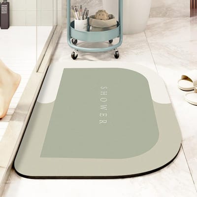 Absorberende Mat Toiletdeur Antislip Mat Sneldrogend Zacht Diatomeeënaarde Toilet Badkamer Vloermat Ovaal 40*60CM
