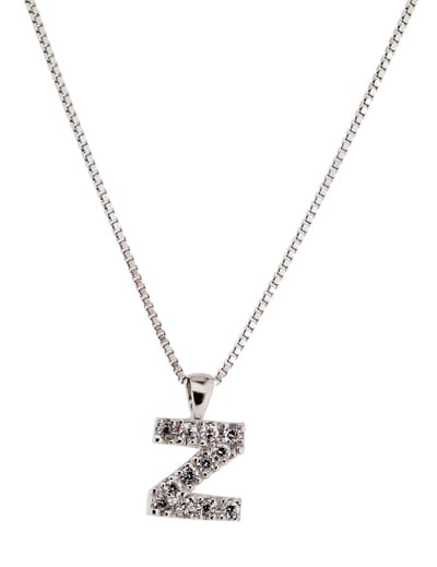 Orphelia Zilver Alphabet hanger met ketting 42 cm Zirconium