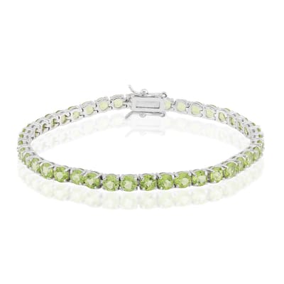 Cavill - Zilveren Armband - 925 Sterling Zilver Gerhodineerd - 41 Birmese Peridots van 10,33 ct - Luxe Groene Edelsteen Armband voor Vrouwen