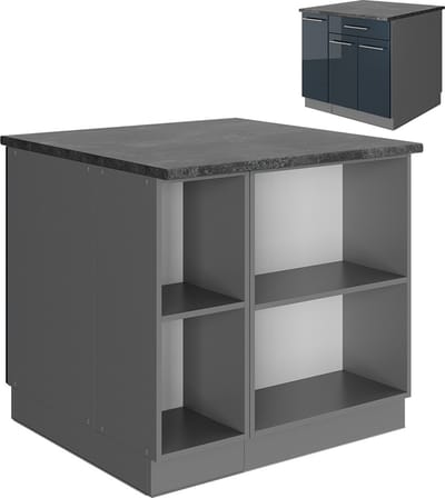 Vicco Fame-Line Keukenkasten – 90 cm met lade, zonder werkblad Donkerblauw hoogglans
