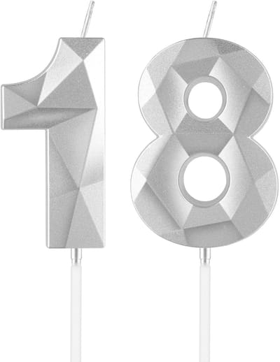 Dailygoods- Verjaardag Kaarsen 3D Nummer 18 - Taartdecoratie - Taarttopper - Verjaardagsfeest - Bruiloften - Zilveren Kaarsen