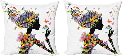 ABAKUHAUS Kussenhoes Set – Vlinders, Dubbelzijdig 50x50 cm, Multicolor