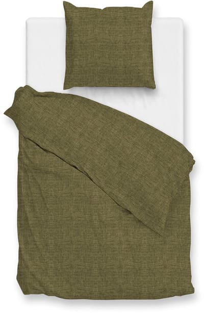 Zohome Dekbedovertrek Flanella di Lino - Olijfgroen - Eenpersoons - Dekbedhoes van 100% Katoen-Flanel - Uni - 140x220 + 1 sloop 60/70 cm