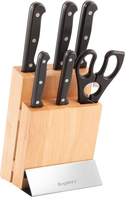 Berghoff - 7-delig - Messenblok - Stijlvol houten messenblok - Hand geslepen messen