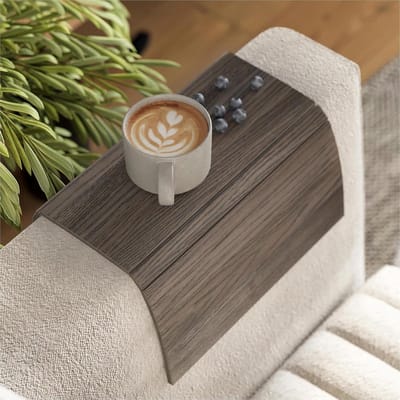 Bank Arm Tafel - Dienblad Onderzetter - Drankjes Plaatsen - Opvouwbaar Essenhout - 44x30cm - Grijs