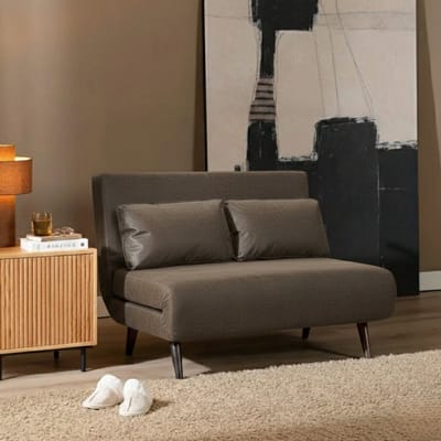 Bronx71® Slaapbank 1,5 persoons Kristian antraciet eco-leer - Logeerbed - Vouwbed - Slaapstoel - Zetelbed
