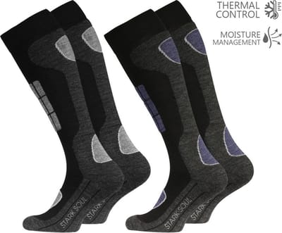 Stark Soul® - Wintersportkniekousen - Heren wintersport kniekousen met demping zones - Winter - Sport - Ski's - Snowboarden - Kniekous - Beschermers - 2 Paar - Maat: 39/42