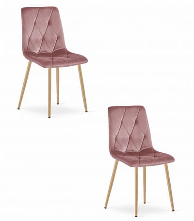 Set van 2 Eetkamerstoelen LIBRA Donkerroze – Houtlook Metalen Poten, Modern Velvet Bekleding, Ergonomisch Design, Max. 120 kg