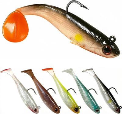 6 Stuks Pre-Rigged Zacht Plastic Kunstaas met Jig Head voor Vissen, 9cm 12g Paddle Tail Swimbaits, Ideaal voor Bas, Forel en Roodbaars in Zoet- en Zoutwater