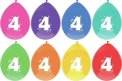 Haza Ballonnen - 4 jaar - leeftijd verjaardag - 6 stuks - 29 cm - versiering