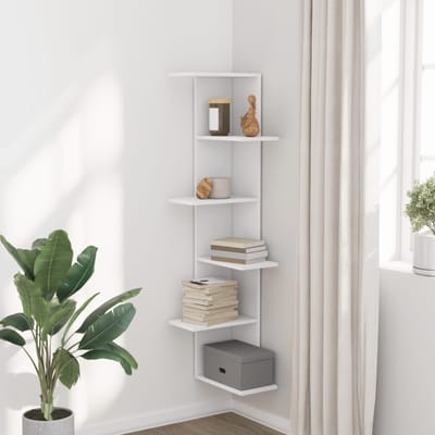 vidaXL - Hoekwandschap - 36,5x36,5x140 - cm - bewerkt - hout - wit
