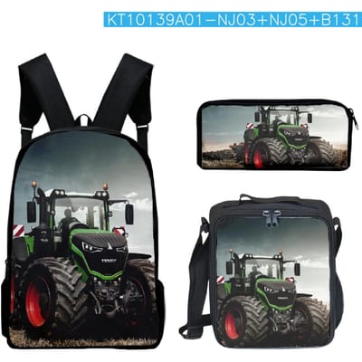 Klassiek Populair Grappig Tractorpatroon 3D Print 3 stuks/Set leerling Schooltassen Laptop Dagrugzak Rugzak Lunchtas Etui