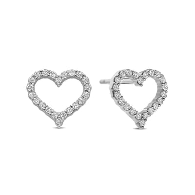 New Bling - 9NB-1443 - zilveren oorbelknopjes met zirkonia hartje - 925 sterling silver - rhodium plated