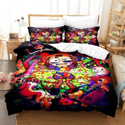 De Amazing Digital Circus Beddengoedset Exquise Bedbenodigdheden Set Dekbedovertrek Beddekbedset Beddengoedset Verjaardagscadeaus EU SK(260x220cm)