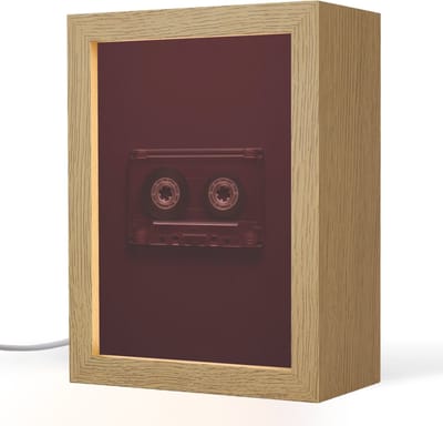 Tafellamp 15x20 cm - LED lamp - Cassetteband - Bordeaux - Vintage - Decoratieve tafellampen - Dimbaar - Tafellampje slaapkamer - Woonkamer binnen