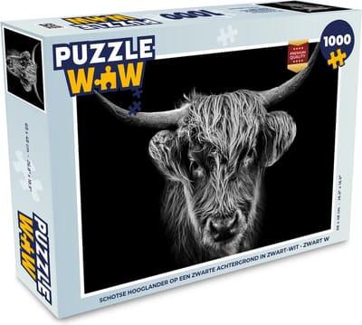 Puzzel Schotse hooglander - Zwart - Koe - Dieren - Legpuzzel - Puzzel 1000 stukjes volwassenen