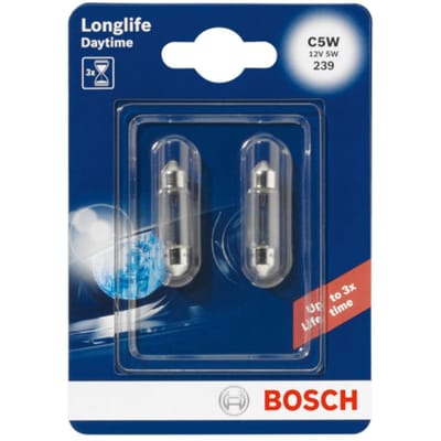P27/7w lamp BOSCH C5W Longlife Daytime 12V/5W, 2 Stuk