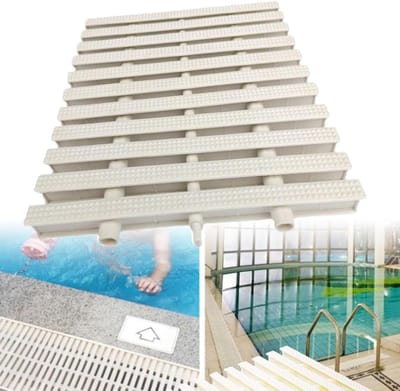 Zwembadafvoerrooster - Overloopafdekking - Waterbeheer - Anti-slip textuur - Meerdere maten - Grijs