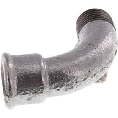 90° L-Koppeling 1/2'' Buitendraad R X Binnendraad Rp Lang Gietijzer 25bar [2 Stuks]