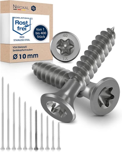 Roestvrijstalen schroeven - Houtschroeven Torx - Duurzame verbindingen - V2A RVS materiaal - 10x140mm 100 stuks