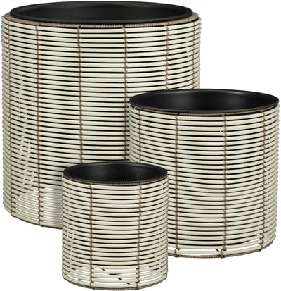 Mica Decorations Cesena Bloempot – Set van 3 – Plantenpot voor Bloemen en Kamerplanten – Bloempotten voor Buiten – Gerecycled Plastic – Wit