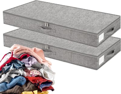 Opbergbakken Onder Bed - Stofvrije Organizer - Ruimte Optimalisatie - Verstevigde Zijkanten - 2 Delig - Grijs