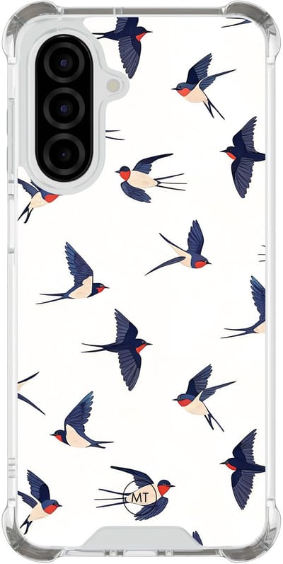 Hoesje (shockproof) geschikt voor Samsung Galaxy A26 - Birdies - Extra sterke case - TPU/polycarbonaat - Print - Blauw, Transparant