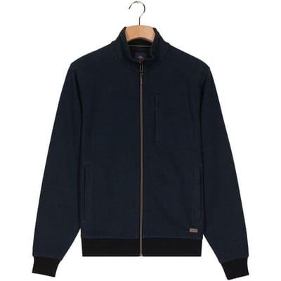 Baileys Vest Sweat Cardigan Zip Two Color 2-Tone Jaqcuard Navy / male