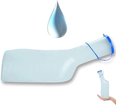 Draagbare urinefles voor mannen - 1000 ml, lekvrij, met deksel en houder voor onderweg
