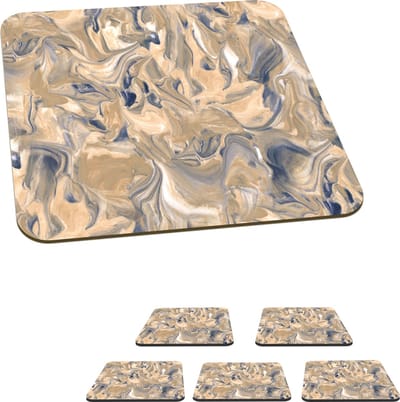 Onderzetters voor glazen - Marmer print - Grijs - Patronen - 10x10 cm - Glasonderzetters - 6 stuks