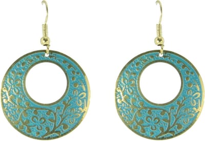 Behave -Oorhangers - Rond - Turqoise blauw met goudkleur