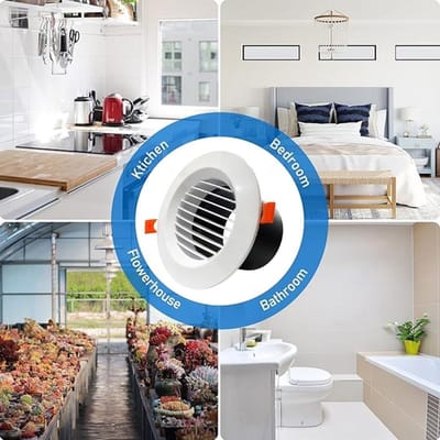 Ventilatierooster - Lamelafdekking - Ventilatie Verbeteren - Gereedschapsloze Montage - 75 mm - Wit
