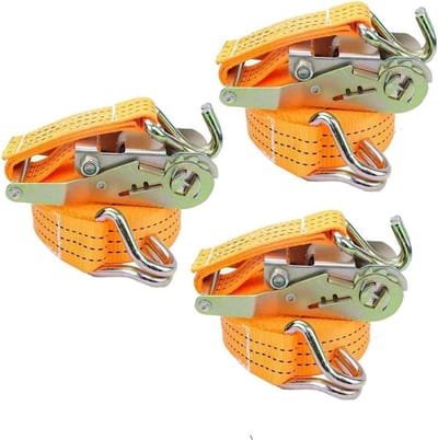 Spanbanden Met Ratel - Zware Bevestigingsbanden - Lading Zekeren - Dubbele J-haak Staal - 5cm X 10m - Oranje