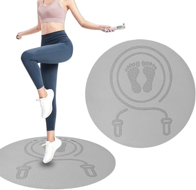 Springtouwmat Ronde Mat - Oefenmat Fitness - Bescherming Vloer - Schokabsorberend Ontwerp - 60 x 60 cm - Grijs