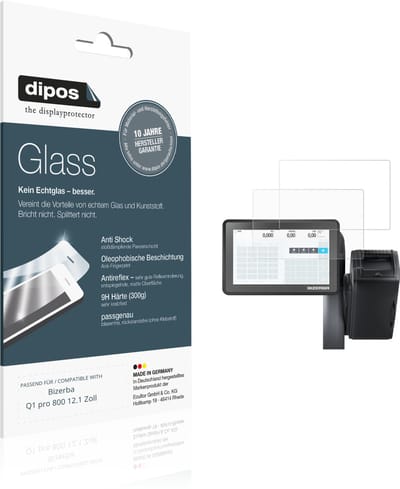 dipos – 2x Matte Pantserfolie geschikt voor Bizerba Q1 pro 800 12.1 Zoll | 9H Screenprotector