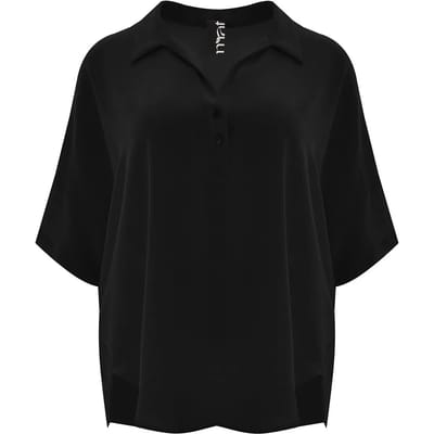 Blouse met puntkraag in crêpe dames Mat Fashion Airwashed