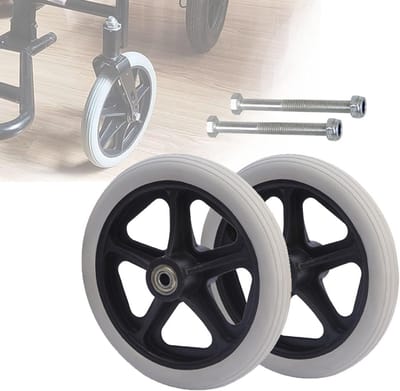 Rolstoelwielen Vervanging - Mobiliteitswielen - Gemakkelijk Verplaatsen - Duurzaam PVC Materiaal - 15 17 20cm - Grijs