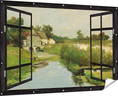 Gards Tuinposter Doorkijk Zomerdag - Johan Hendrik Weissenbruch - 180x120 cm - Tuindoek - Tuindecoratie - Wanddecoratie buiten - Tuinschilderij
