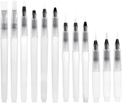 Cosensi - Watercolor Pens Set - 12 Pcs Water Pens - Nylon Brush Tips - Refillbaar - Creatief Schilderen - Geschikt voor Kunstenaars - Kleurloos