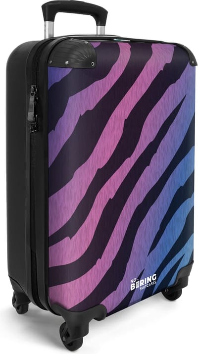 NoBoringSuitcases.com® - Handbagage koffer lichtgewicht - Travel luggage suitcase - Kleurrijke zebra print - Reiskoffer trolley - Rolkoffer met wieltjes - Past binnen 55x40x20 en 55x35x25