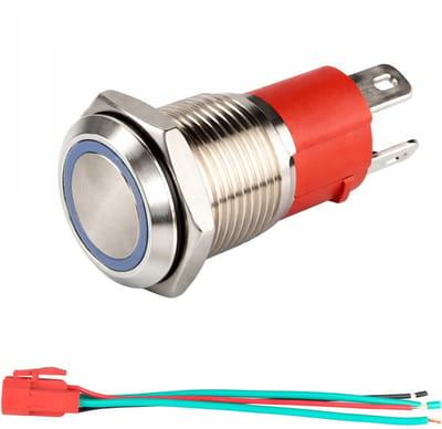 Metalen Drukknop - Verlichte Schakelaar - Apparaten Starten - Waterdicht IP65 Ontwerp - 16mm Montagegat - Wit LED