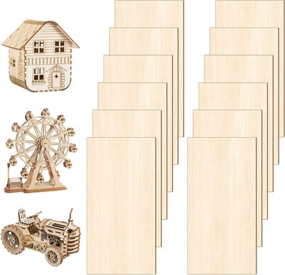 Set van 12 Plywood Platen 3 mm voor Creatief Werk - Hout DIY, Handgemaakte Projecten en Modelbouw Boot Ontwerpen 200 x 100 x 3 mm