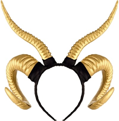 KIMU® Haarband Hoorns Gewei Goud - Kunststof Diadeem Gouden Engel Godin Duivel - Schaap Ram Horoscoop Steenbok Buffel Antilope - Carnaval Halloween Festival