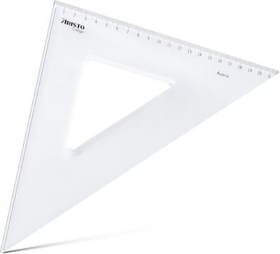 College Driehoek 45 Graden met Inktranden en Facet - Transparant (30 cm Hypotenusa)
