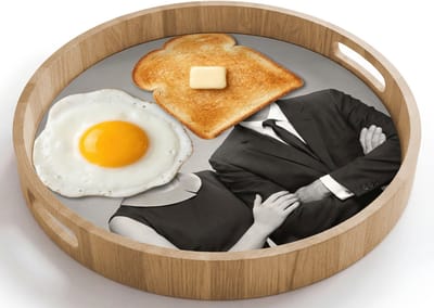 Dienblad rond 40x40 cm - Schootdienblad hout - Ontbijt - Koppel - Ei - Brood - Borrelplank rechthoek - Plateau houten dienbladen