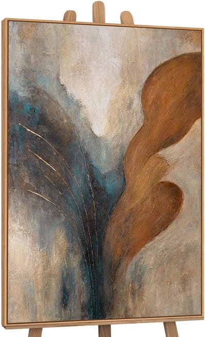 Canvas schilderij handgeschilderd wind and gold abstract – YS-Art Gallery – Luxe wanddecoratie voor woonkamer – Modern schilderij voor slaapkamer en hal