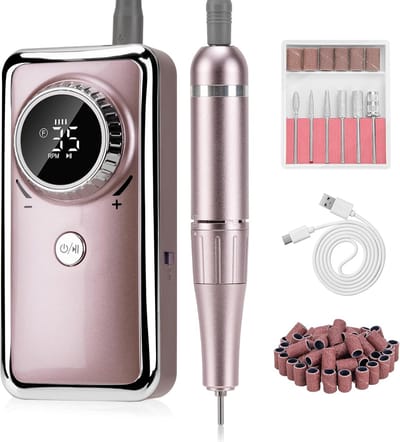 Oplaadbare Nagelboor - Elektrische Vijl - Nagelverzorging Thuis - 35000 RPM Instelbaar - LCD Scherm - Roze